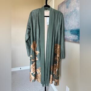 Soft Surroundings Khalia Faux Suede Floral Topper Cardigan Women’s Large NWT